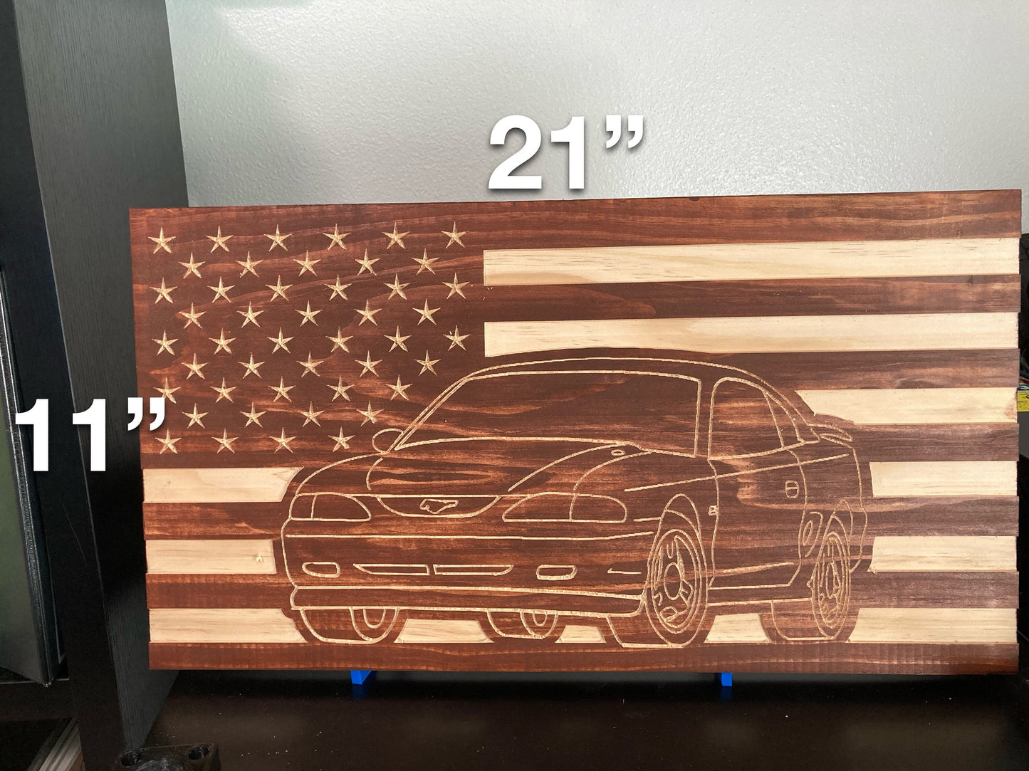 1994-1998 Ford Mustang American Flag Garage Decor Sign | 94 95 96 97 98 SN95 Mustang Carved Out of Wood