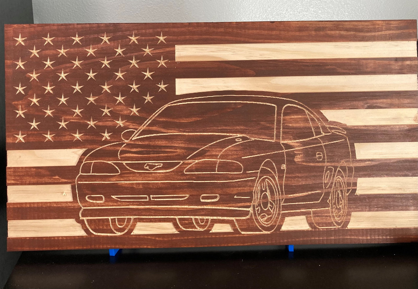1994-1998 Ford Mustang American Flag Garage Decor Sign | 94 95 96 97 98 SN95 Mustang Carved Out of Wood