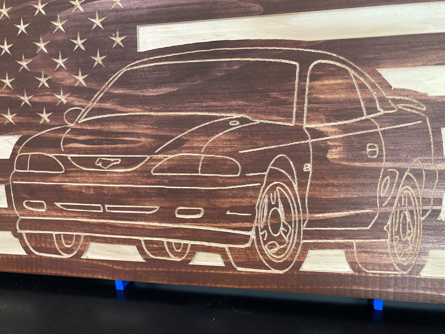 1994-1998 Ford Mustang American Flag Garage Decor Sign | 94 95 96 97 98 SN95 Mustang Carved Out of Wood