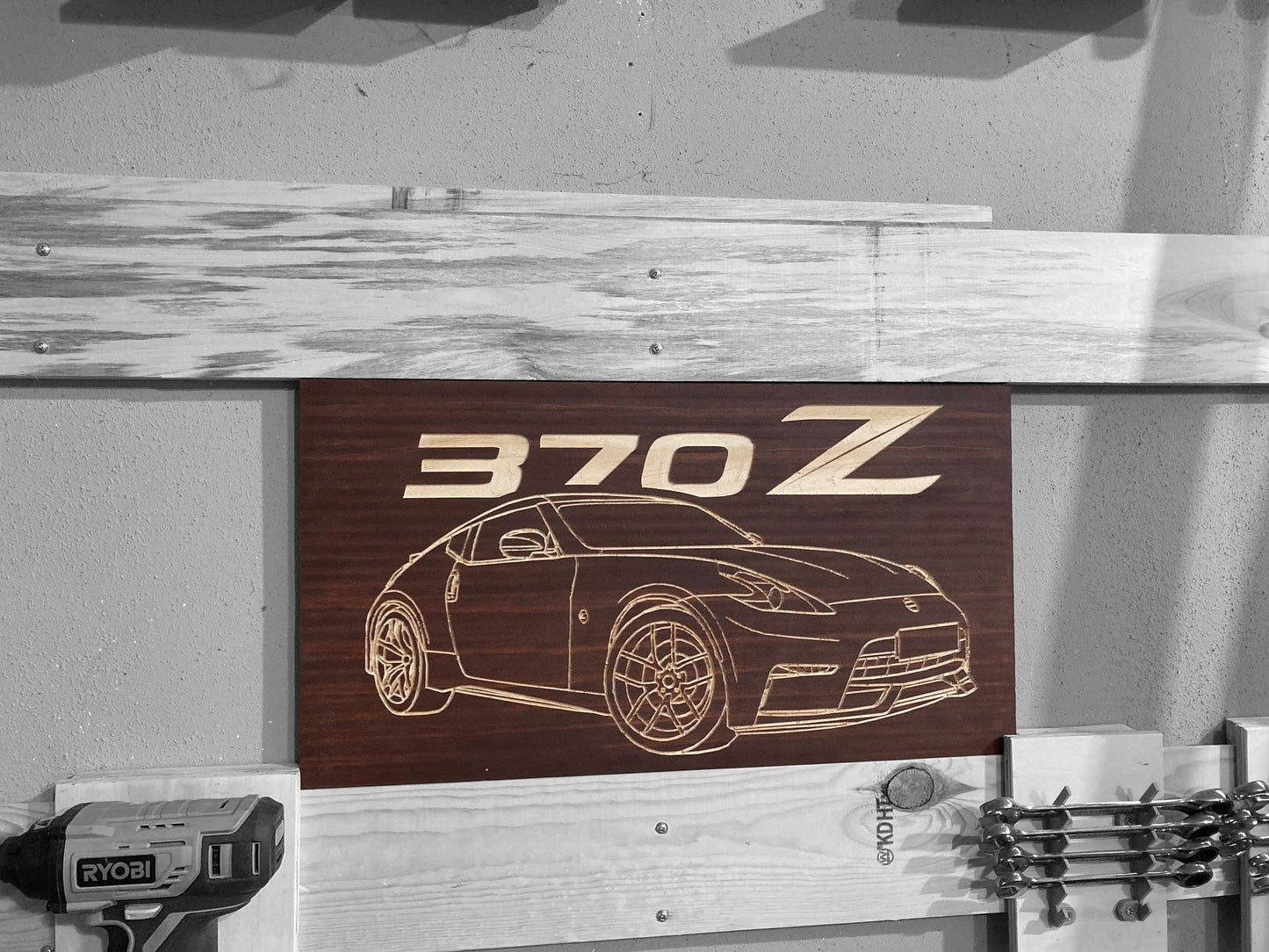 Nissan 370Z Wood Wall Sign | 08-20 Nissan Z34 Line Drawing for the Garage not 350Z
