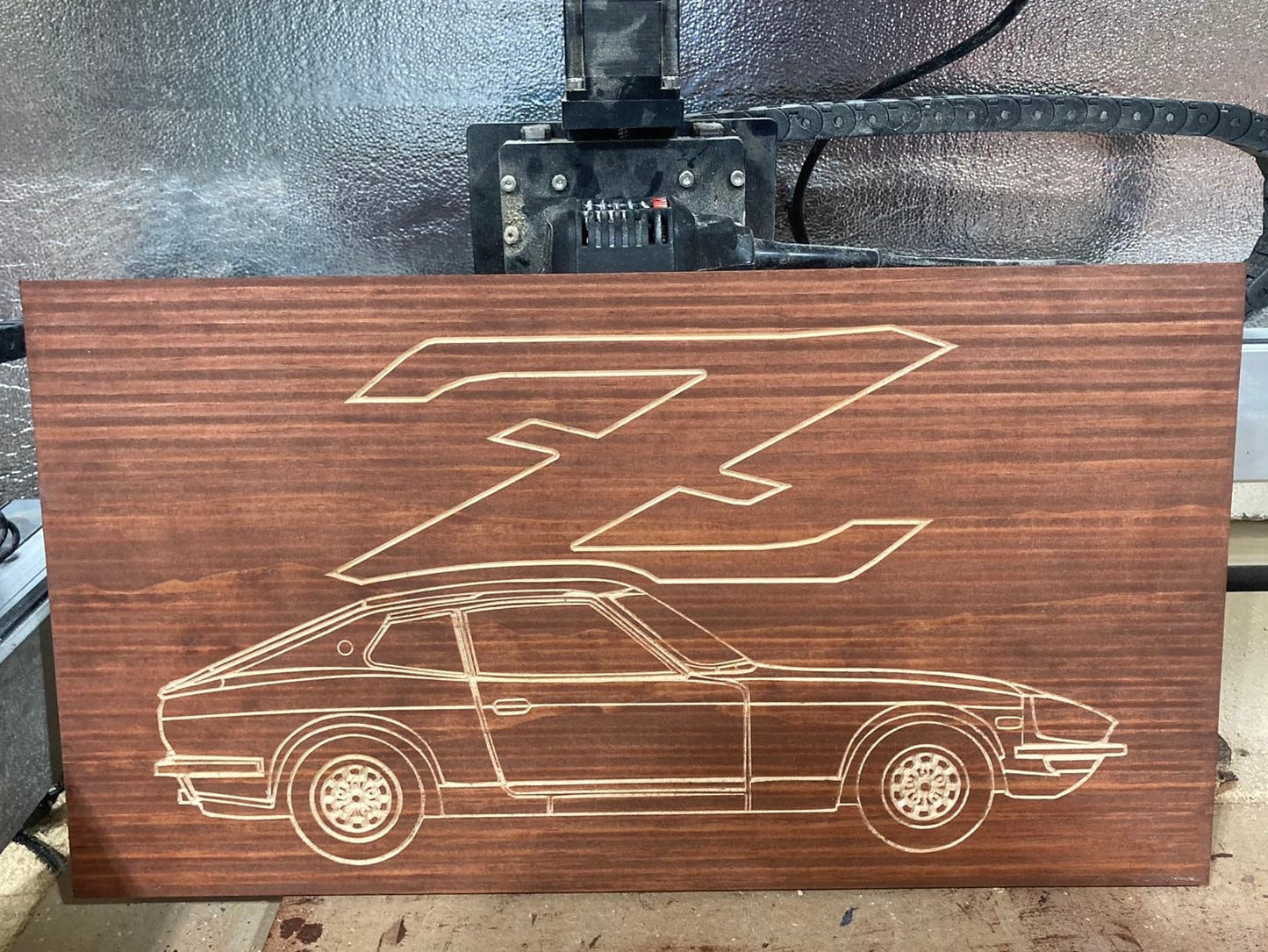 Datsun 240Z 260Z 280Z 2+2 Wood Wall Sign | 1969-1973 S30 Line Drawing for the Garage not 280ZX