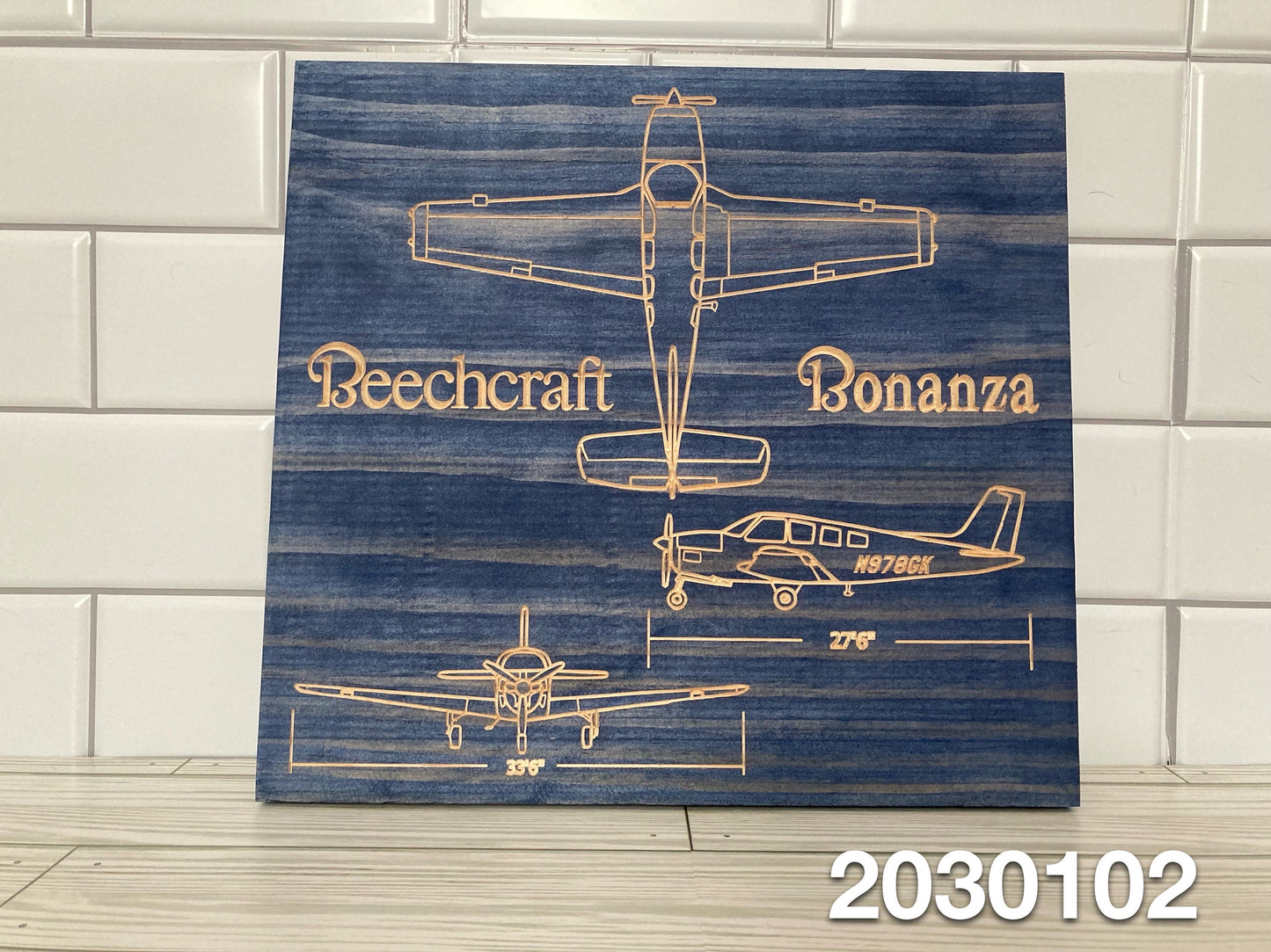 CUSTOM Beechcraft Bonanza Model 33 Blueprint Sign / Wall Art/ Hanger Decor / Pilot License Graduation Gift for Your Flying Friends