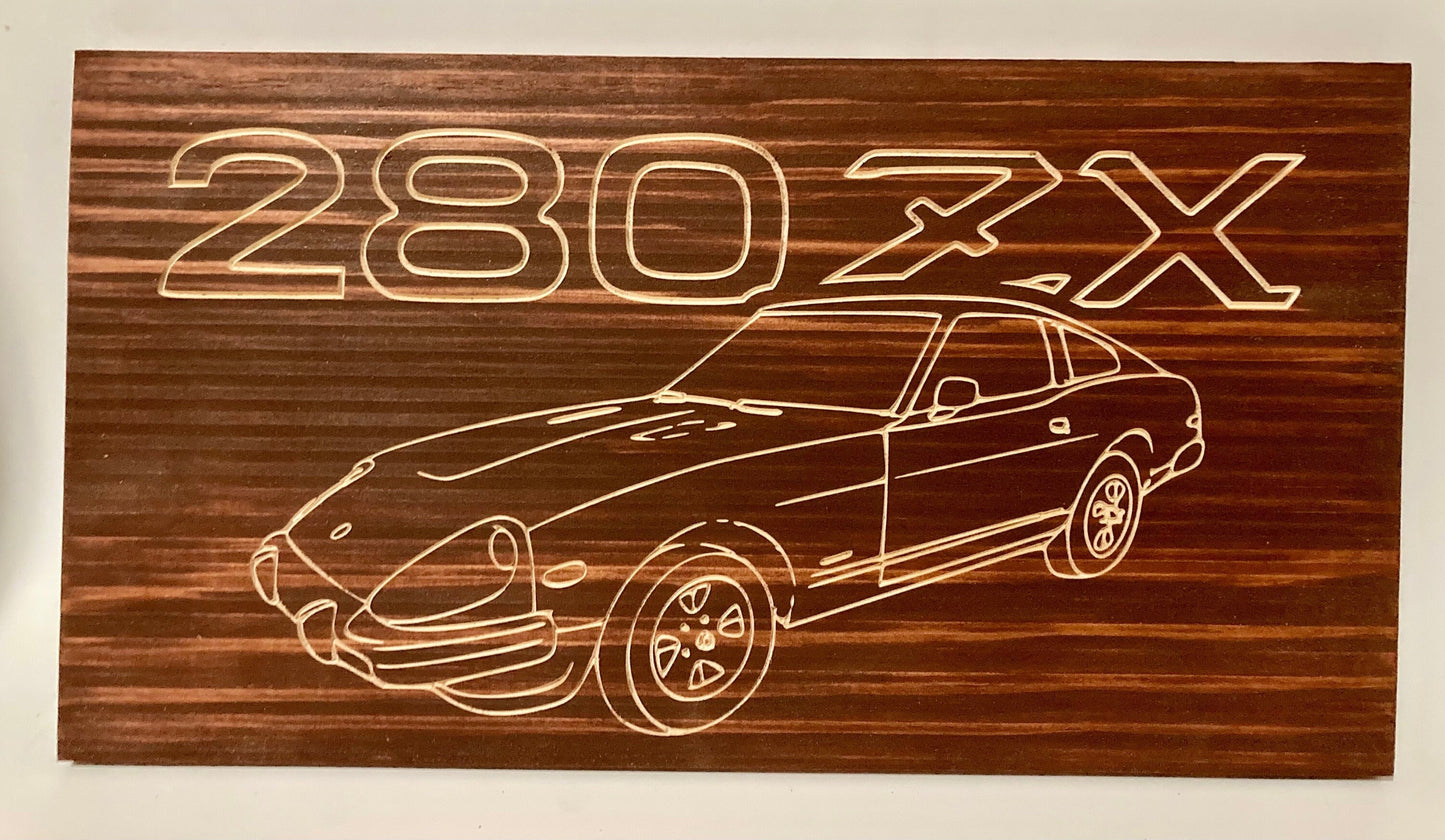 Datsun 280ZX Wood Wall Sign | 79-82 Nissan S130 Line Drawing for the Garage not 280Z