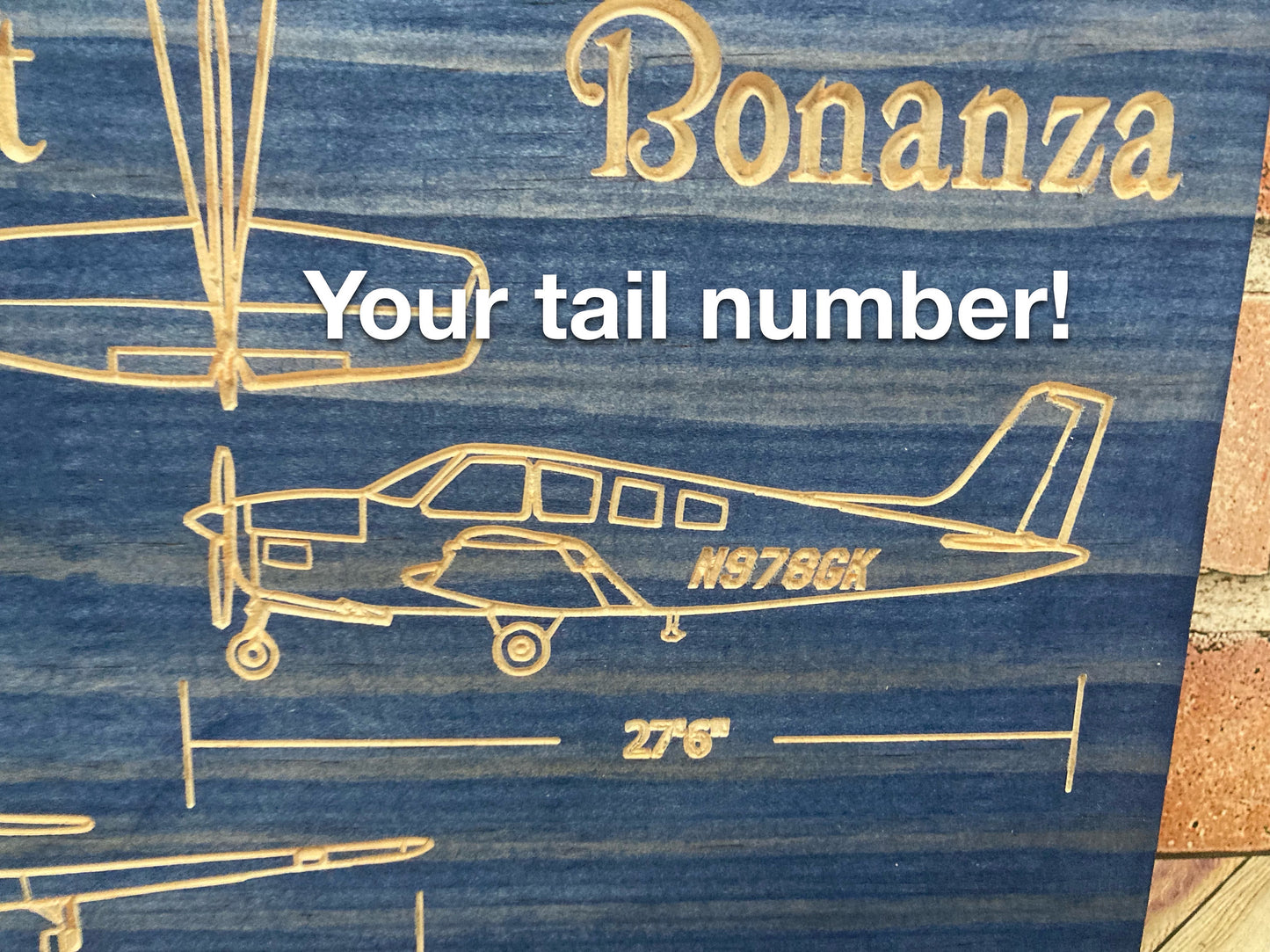 CUSTOM Beechcraft Bonanza Model 33 Blueprint Sign / Wall Art/ Hanger Decor / Pilot License Graduation Gift for Your Flying Friends