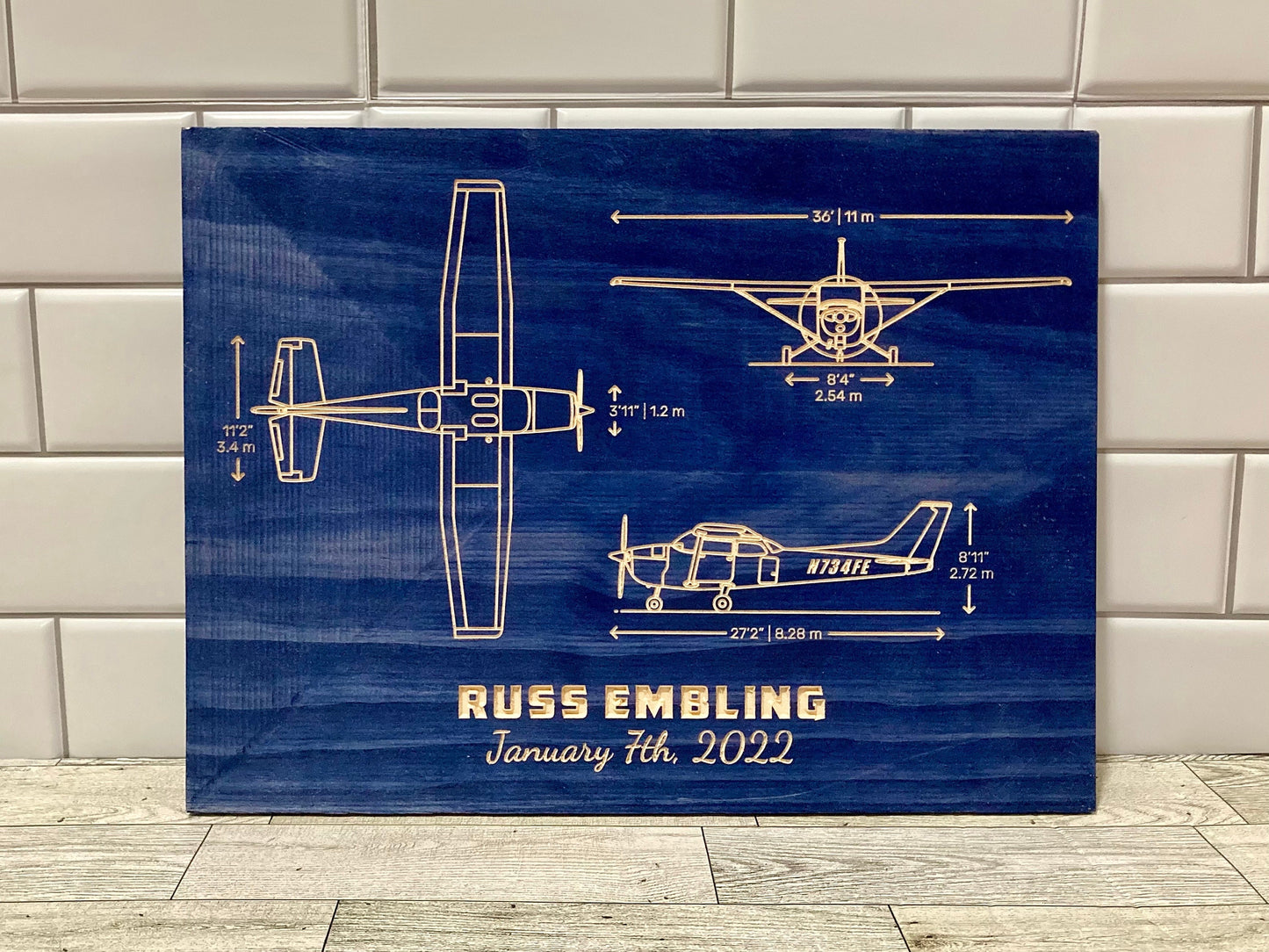 CUSTOM Cessna 172 Skyhawk Blueprint Sign / Wall Art/ Hanger Decor / Pilot License Graduation Gift for Your Flying Friends