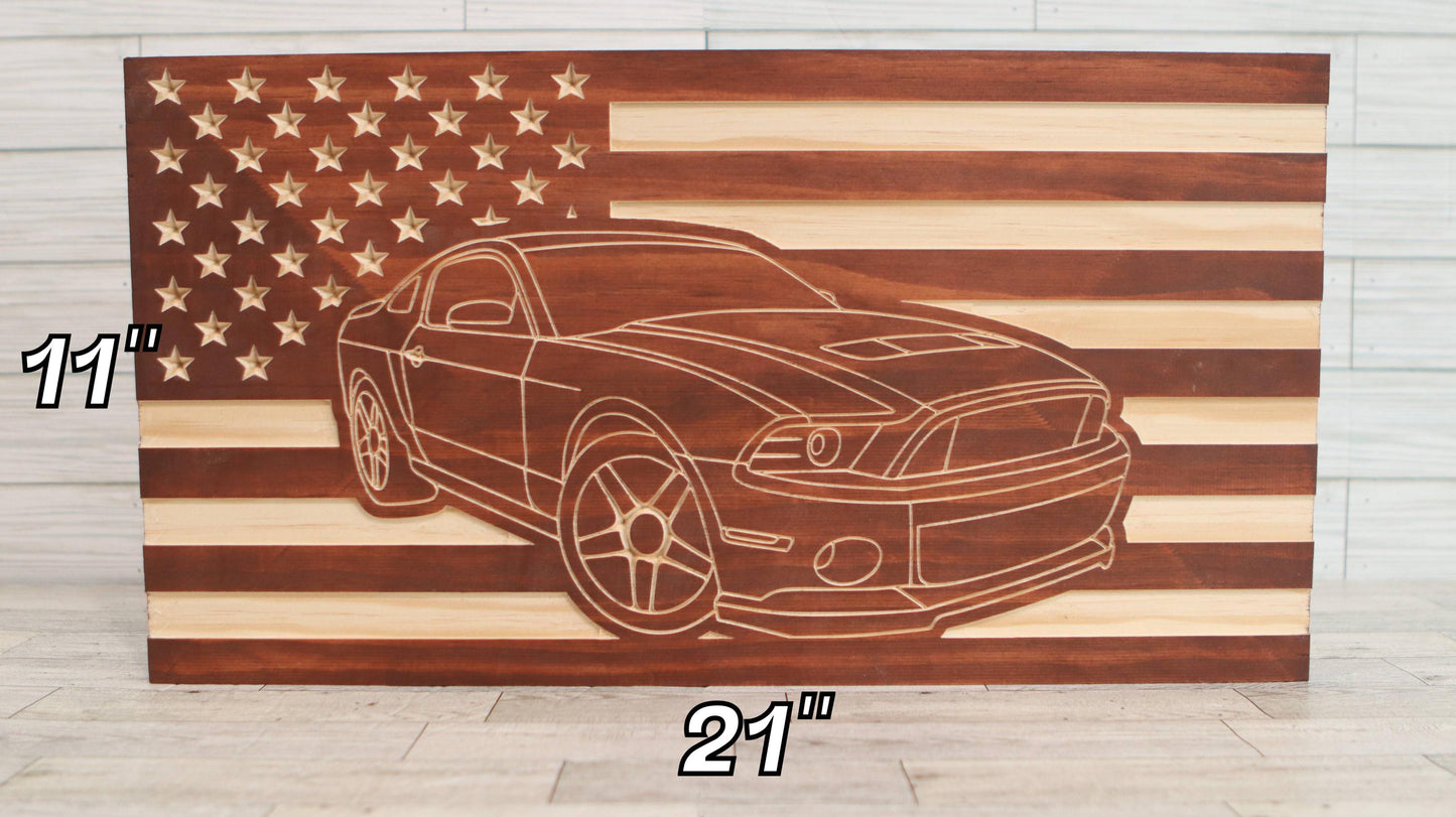 2005-2014 Ford Mustang Shelby Cobra American Flag/ Garage Sign | 05-14 Ponycar Garage Decor | S-197 05 06 07 08 09 10 11 12 13 Mustang Sign