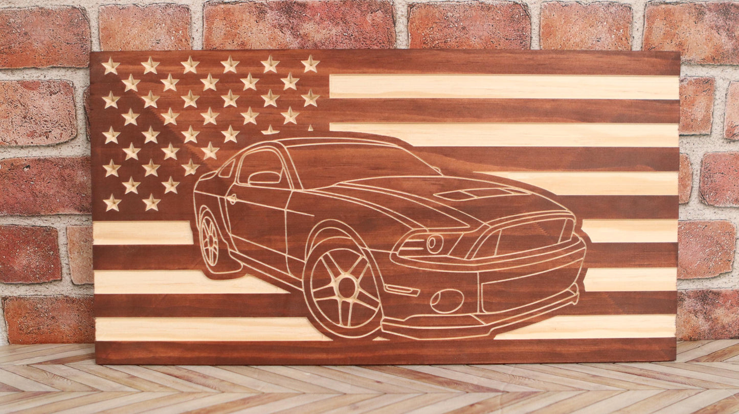 2005-2014 Ford Mustang Shelby Cobra American Flag/ Garage Sign | 05-14 Ponycar Garage Decor | S-197 05 06 07 08 09 10 11 12 13 Mustang Sign