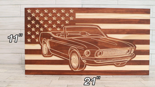 1967-1968 Ford Mustang Convertible Flag | 67 68 Mustang Wood Carving | Perfect Christmas Gift