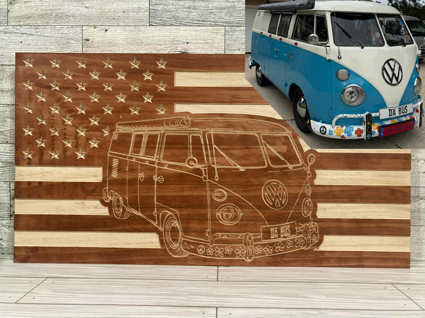 CUSTOM Wood Carving, ANY CAR; American Flag, Car Show Sign or Garage Decor