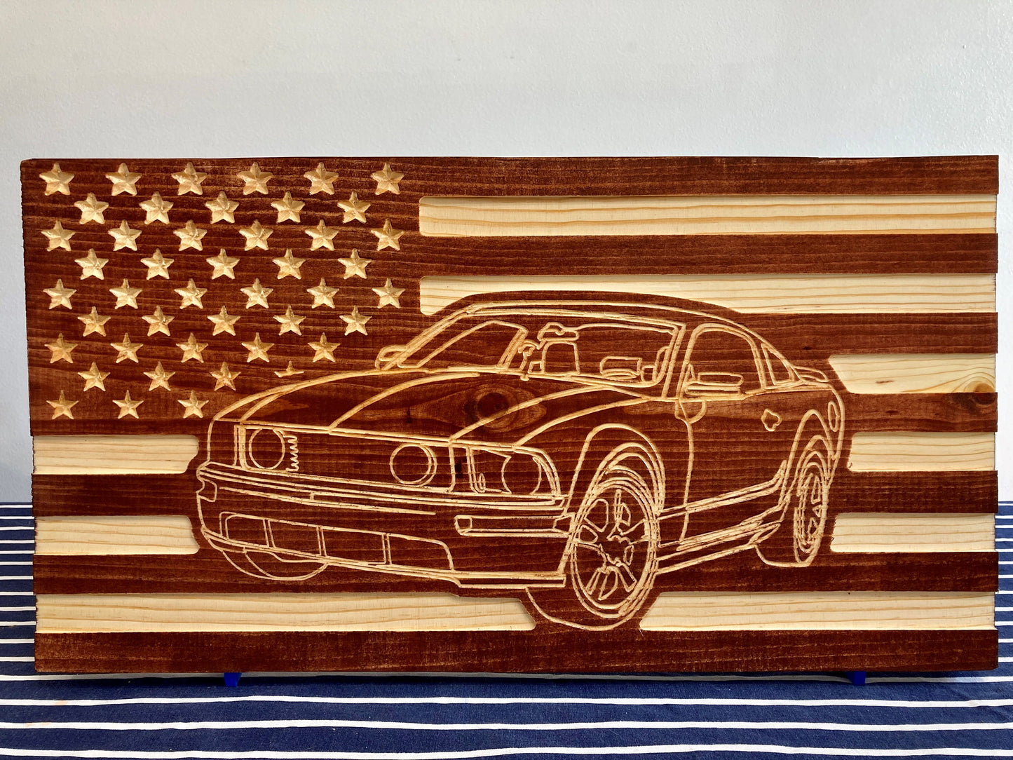 2005-2014 Ford Mustang American Flag/ Garage Sign | 05-14 Ponycar Garage Decor | S-197 05 06 07 08 09 10 11 12 13 14 Mustang Sign