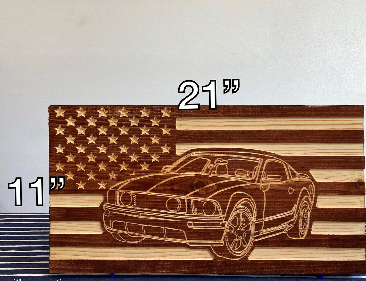 2005-2014 Ford Mustang American Flag/ Garage Sign | 05-14 Ponycar Garage Decor | S-197 05 06 07 08 09 10 11 12 13 14 Mustang Sign
