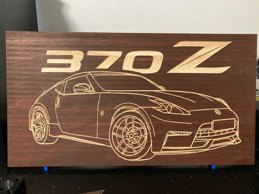 Nissan 370Z Wood Wall Sign | 08-20 Nissan Z34 Line Drawing for the Garage not 350Z