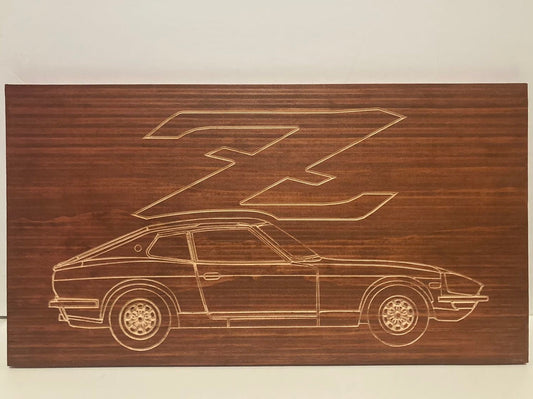 Datsun 240Z 260Z 280Z 2+2 Wood Wall Sign | 1969-1973 S30 Line Drawing for the Garage not 280ZX