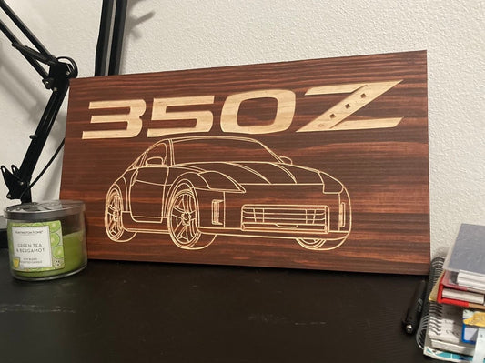 Nissan 350Z Wood Wall Sign | 02-09 Nissan Z33 Line Drawing for the Garage not 370Z