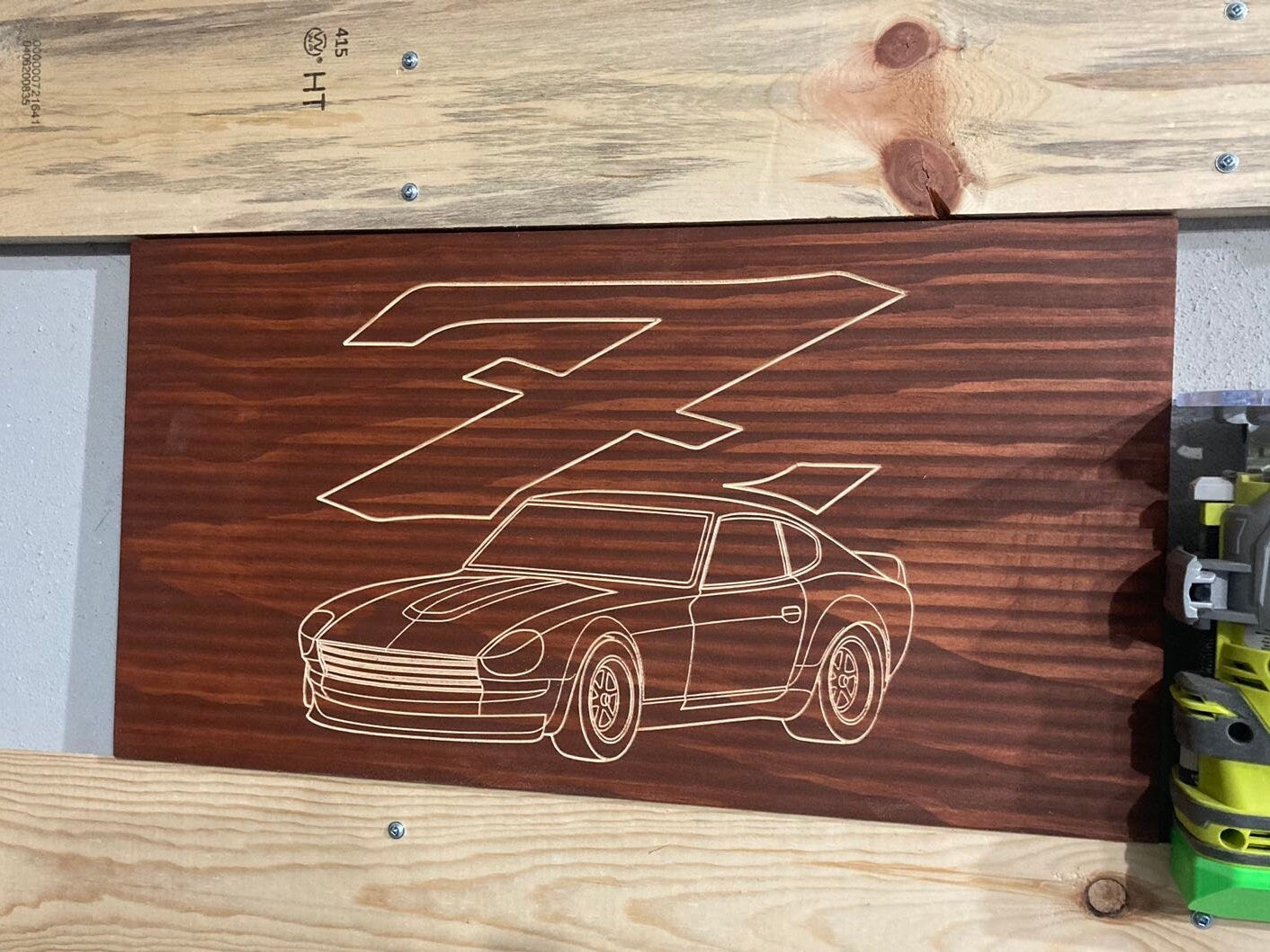 Datsun 240Z 260Z 280Z CUSTOM RACER COUPE Wood Wall Sign | 1969-1973 S30 Line Drawing for the Garage not 280ZX