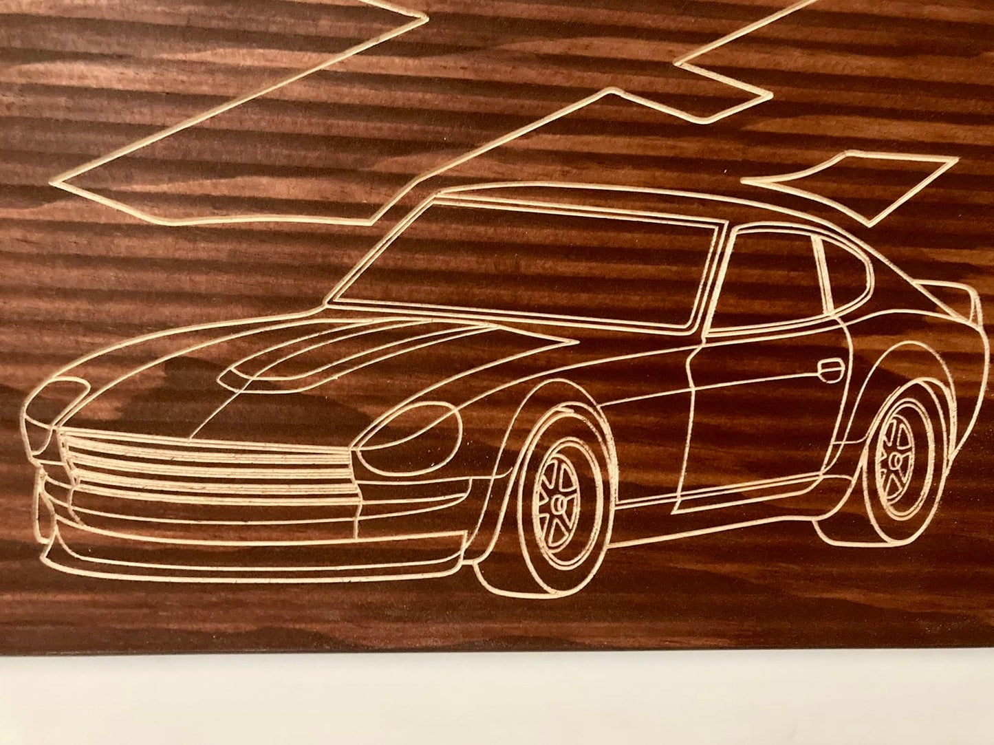 Datsun 240Z 260Z 280Z CUSTOM RACER COUPE Wood Wall Sign | 1969-1973 S30 Line Drawing for the Garage not 280ZX