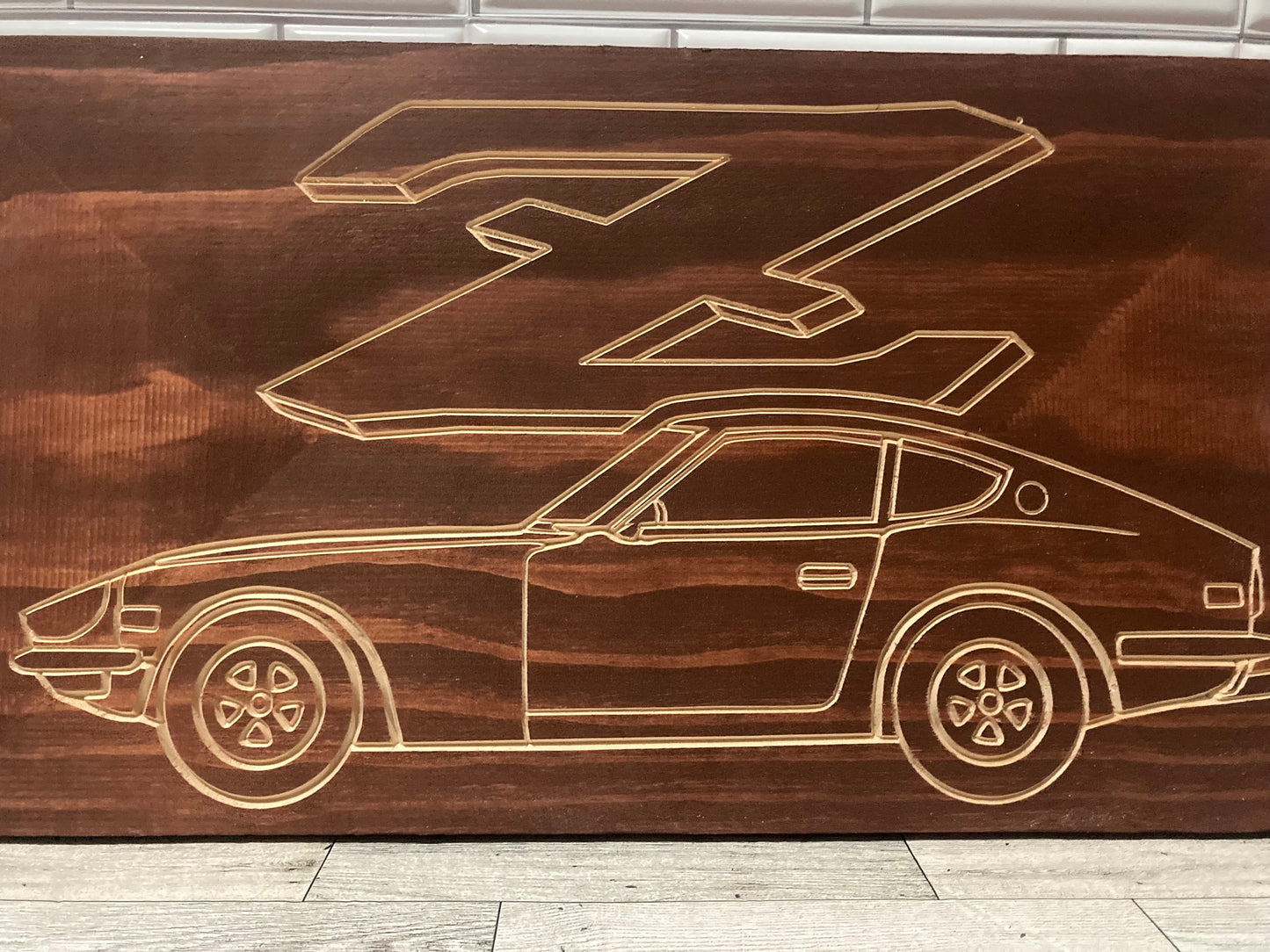 Datsun 240Z 260Z 280Z STOCK COUPE Wood Wall Sign | 1969-1973 S30 Line Drawing for the Garage not 280ZX