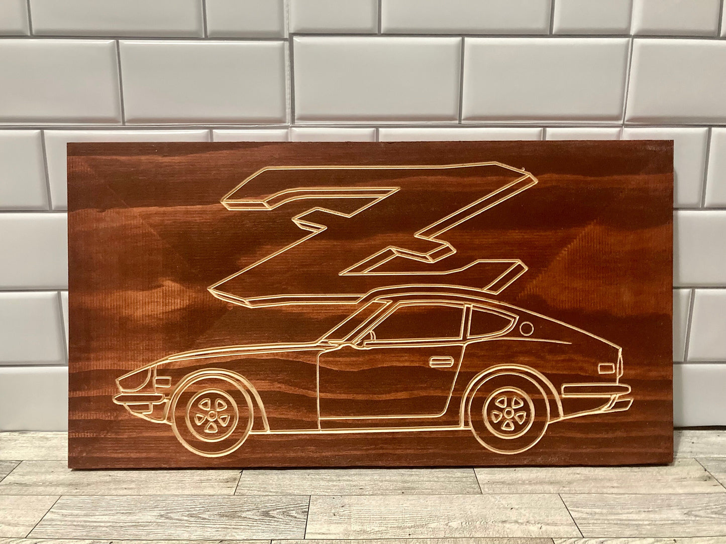 Datsun 240Z 260Z 280Z STOCK COUPE Wood Wall Sign | 1969-1973 S30 Line Drawing for the Garage not 280ZX