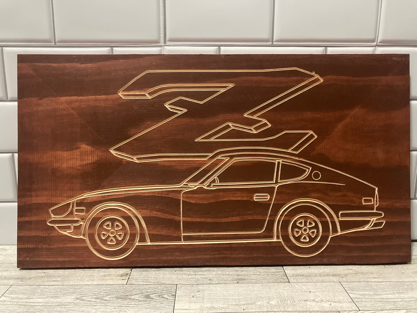Datsun 240Z 260Z 280Z STOCK COUPE Wood Wall Sign | 1969-1973 S30 Line Drawing for the Garage not 280ZX