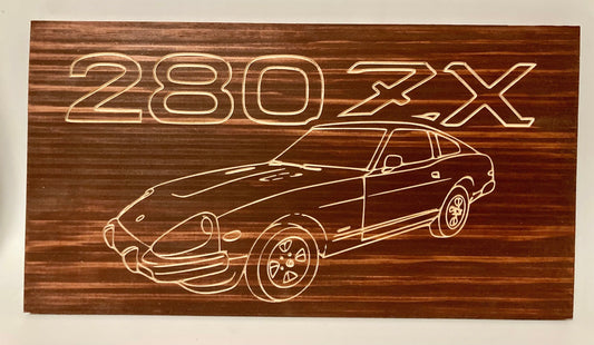 Datsun 280ZX Wood Wall Sign | 79-82 Nissan S130 Line Drawing for the Garage not 280Z