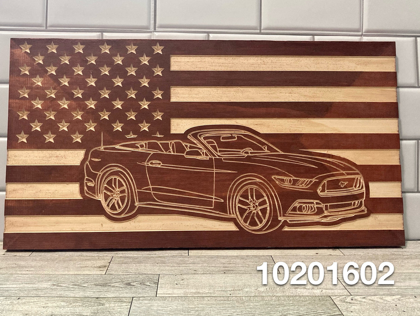 2015-2023 Ford Mustang CONVERTIBLE American Flag/ Garage Sign | 15-23 Ponycar Garage Decor | S-550 15 16 17 18 19 20 21 22 23 Mustang Sign