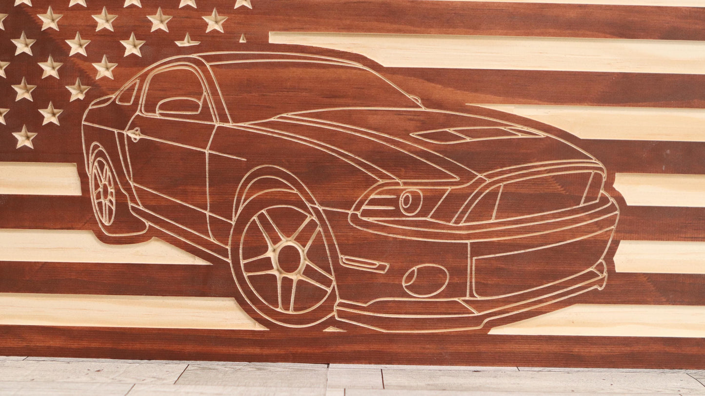 2005-2014 Ford Mustang Shelby Cobra American Flag/ Garage Sign | 05-14 Ponycar Garage Decor | S-197 05 06 07 08 09 10 11 12 13 Mustang Sign