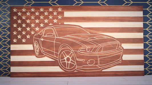 2005-2014 Ford Mustang Shelby Cobra American Flag/ Garage Sign | 05-14 Ponycar Garage Decor | S-197 05 06 07 08 09 10 11 12 13 Mustang Sign