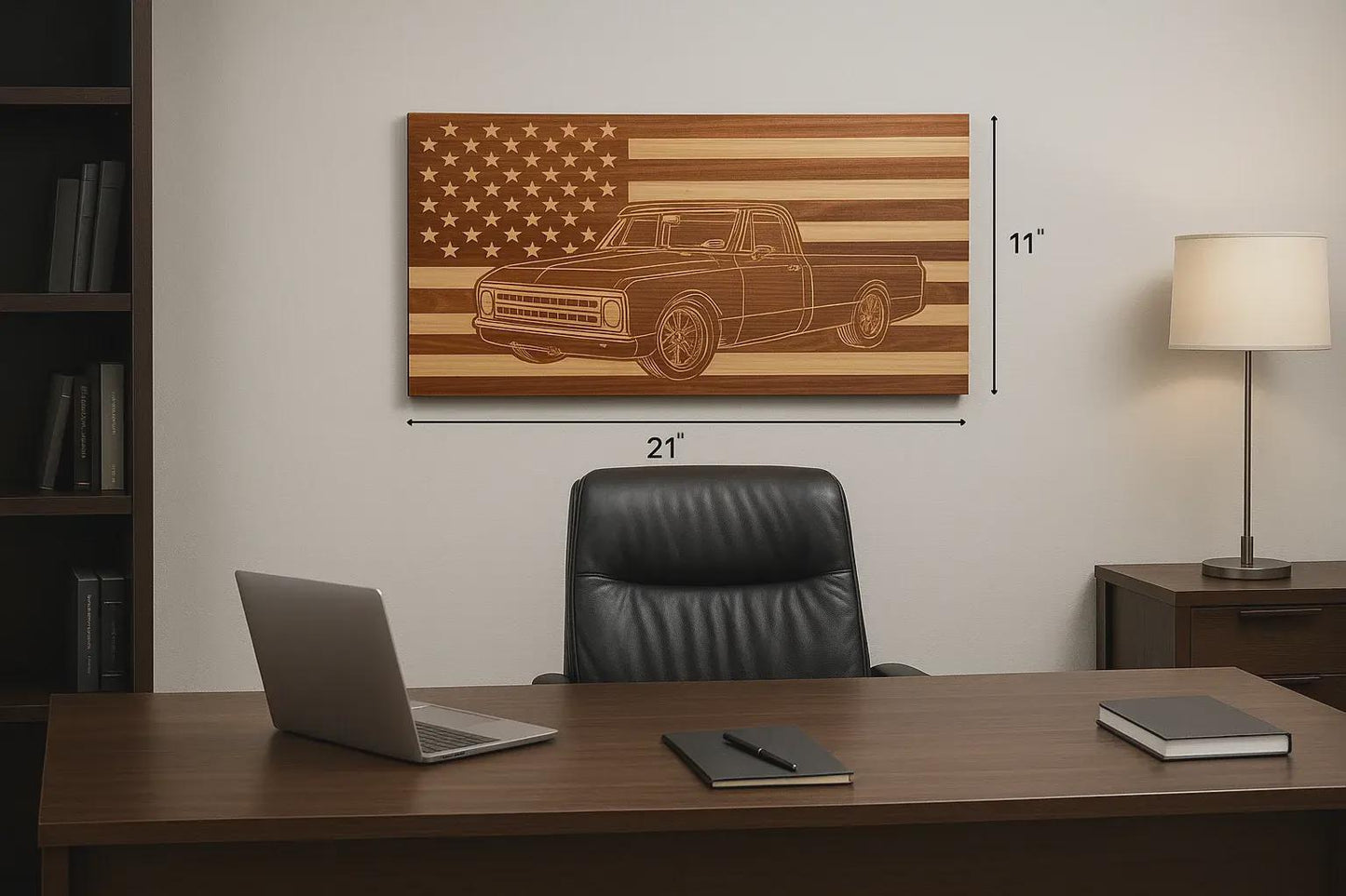1967-1972 FLEETSIDE Chevy/GMC C10 K10 C15 K15 American Flag  Garage Decor Sign | 67 68 69 70 71 72 Pickup Truck Carved Out of Wood